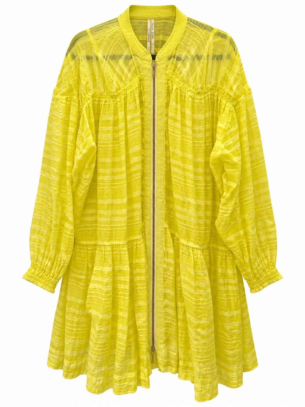 Anthropologie Women’s Yellow Sheer Layered Dress Size S Zip Front Slip Dress
